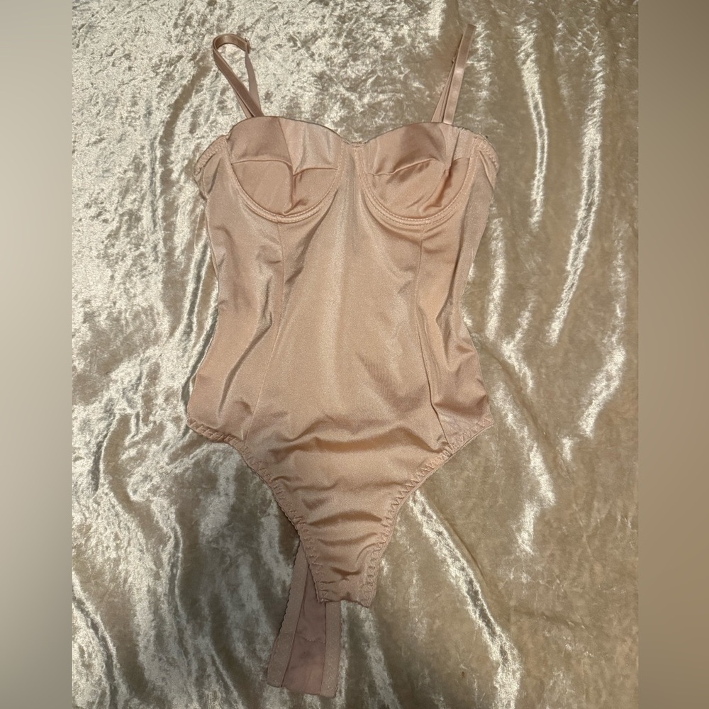 Blush pink satin bodysuit